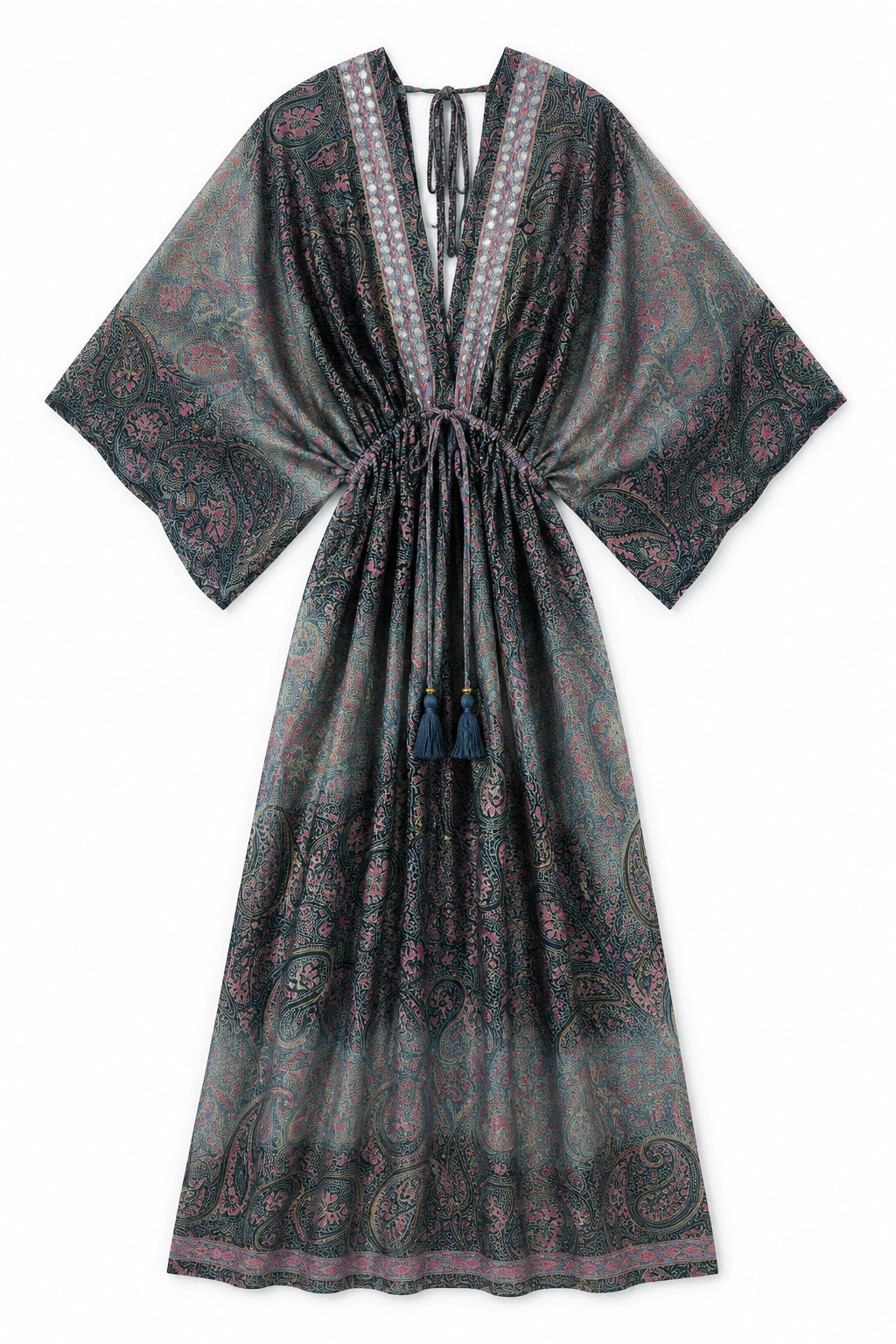 Grey and Pink Mirror Paisley Resort Dress