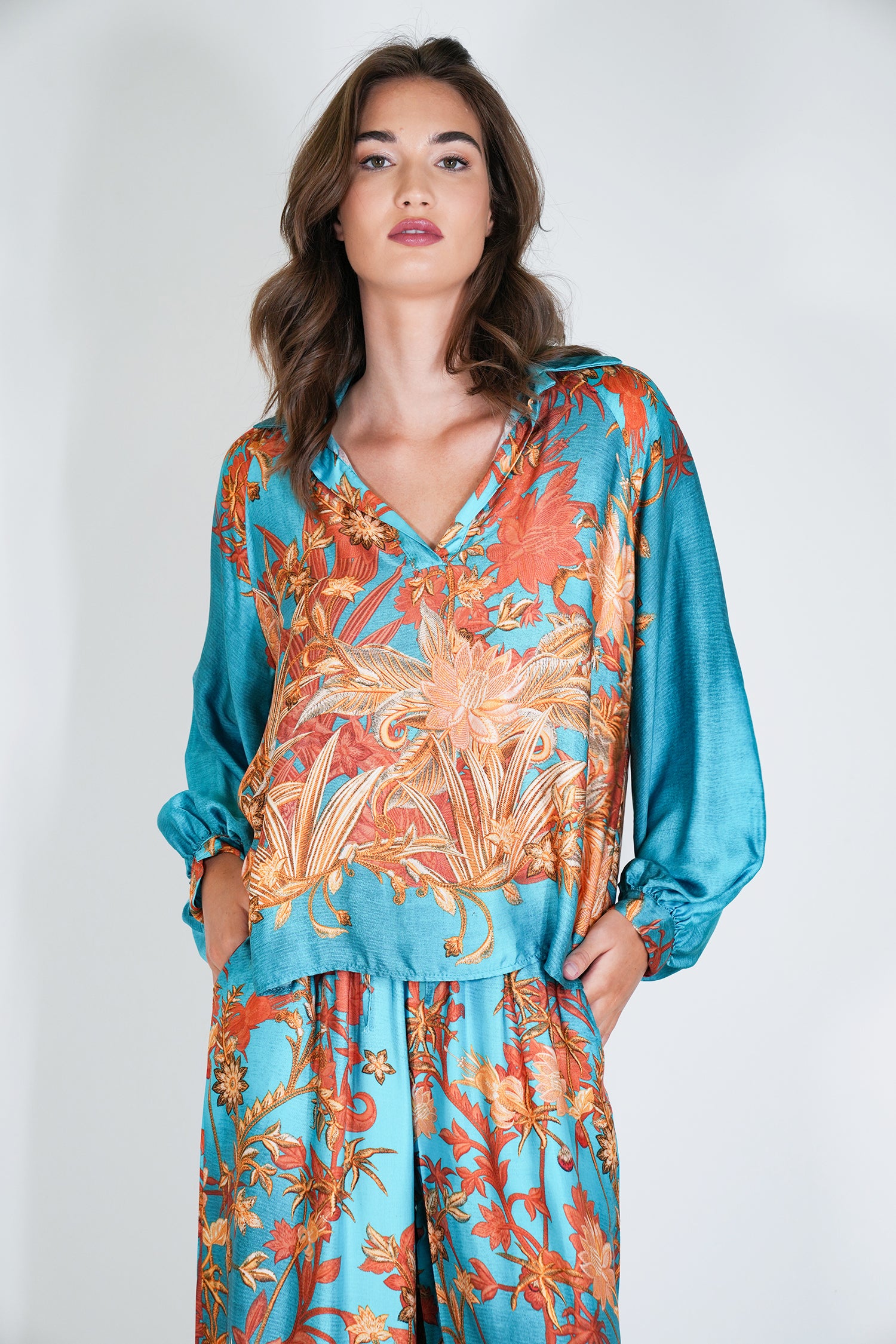 Turquoise Rust Toni Blouse