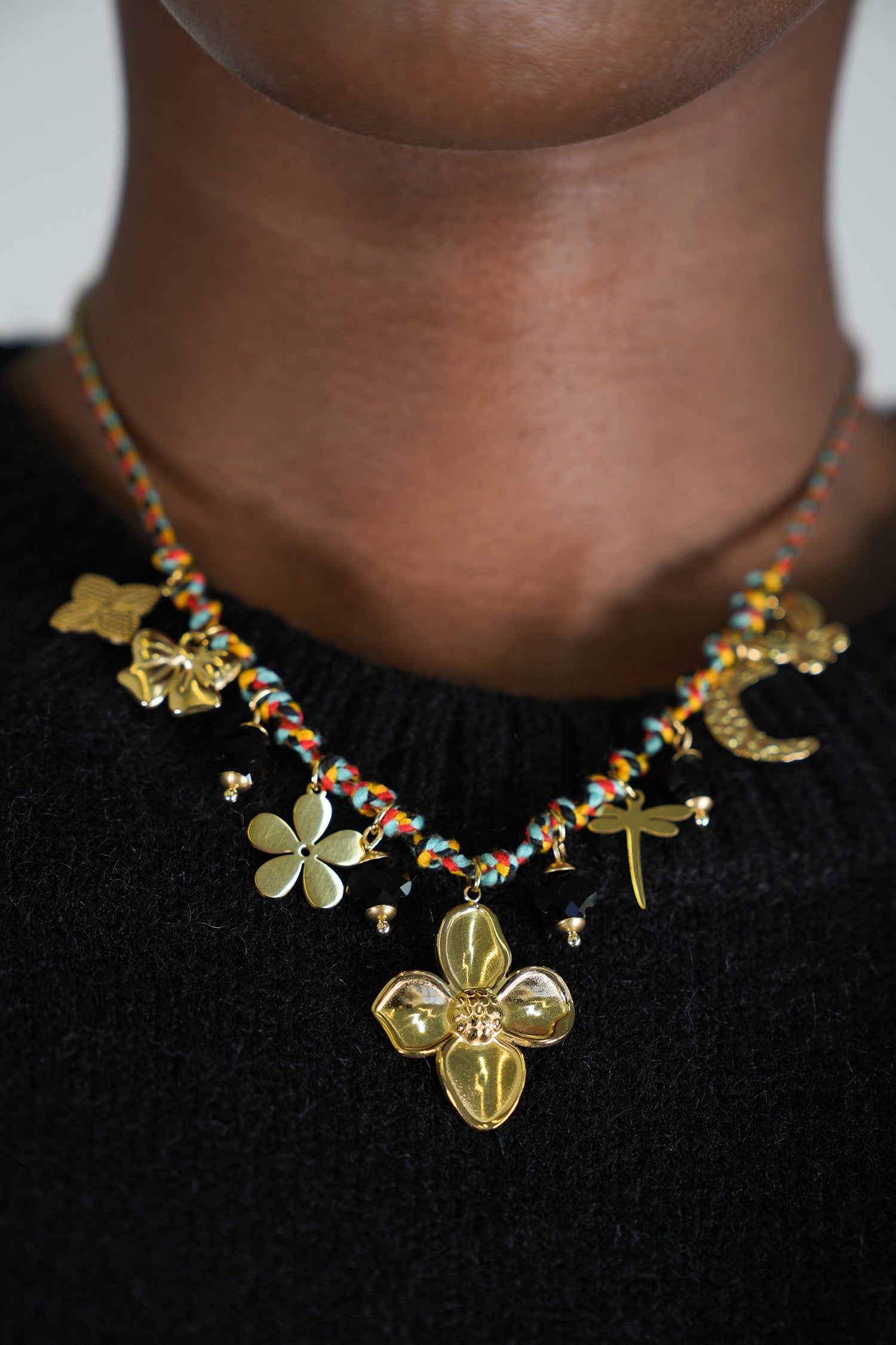 Colourful Flower Charm Necklace, necklace from Something Pretty, alternative view