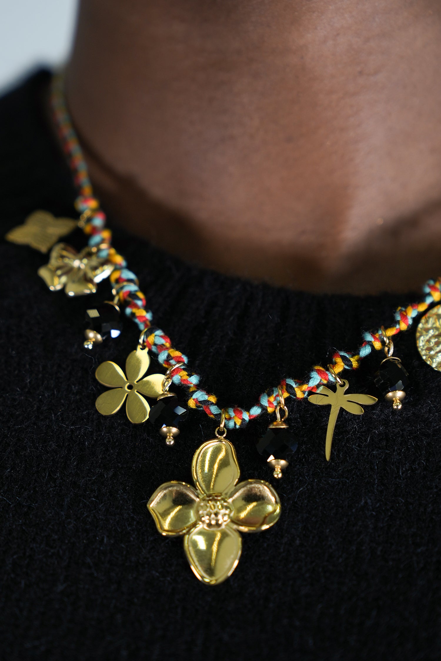 Colourful Flower Charm Necklace, necklace from Something Pretty, alternative view