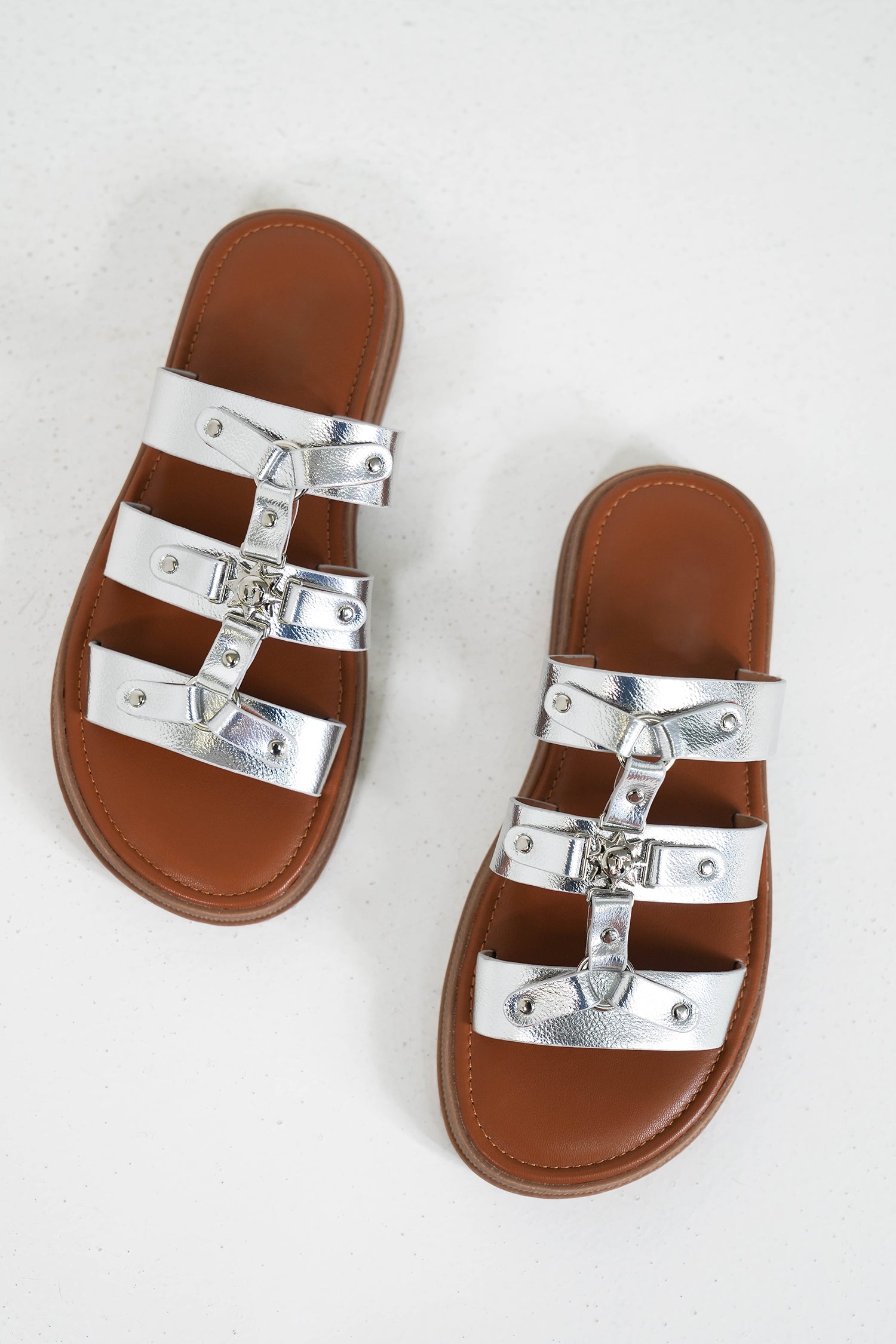 Silver Jordy Sandal, silver strappy summer sandal from Something Pretty, alternative view