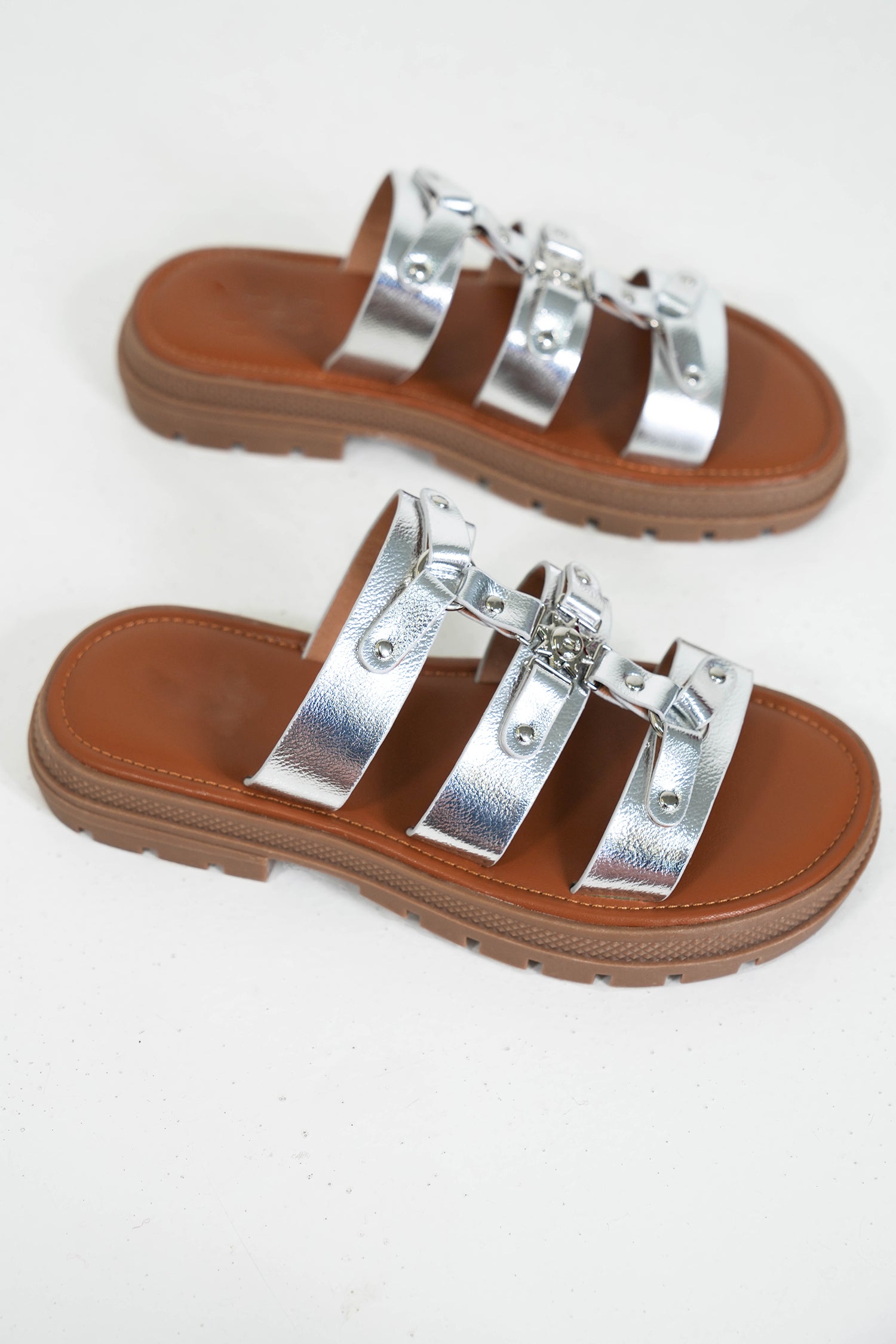 Silver Jordy Sandal, silver strappy summer sandal from Something Pretty, alternative view