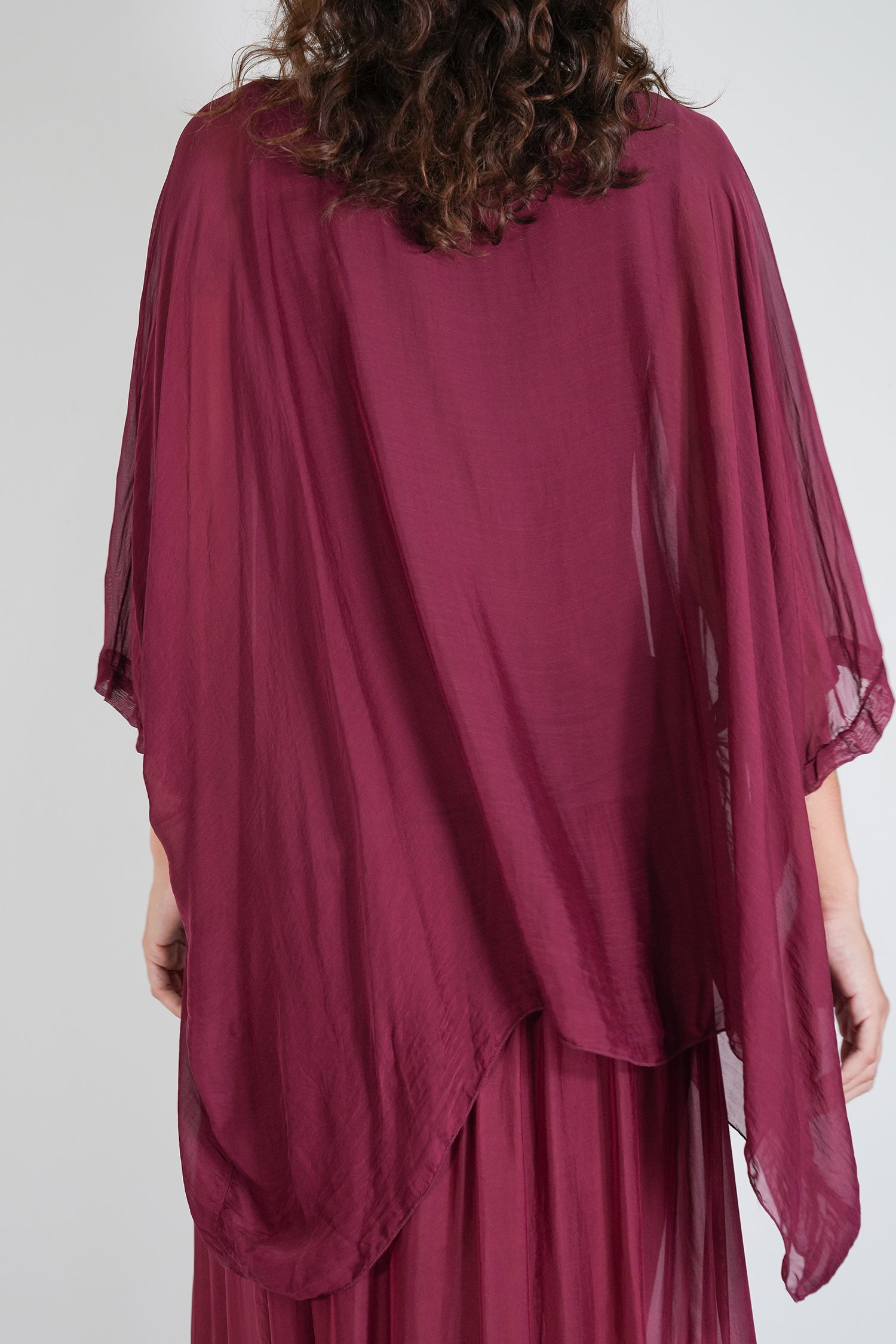 Burgundy Silk Poncho