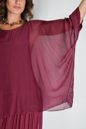 Burgundy Silk Poncho