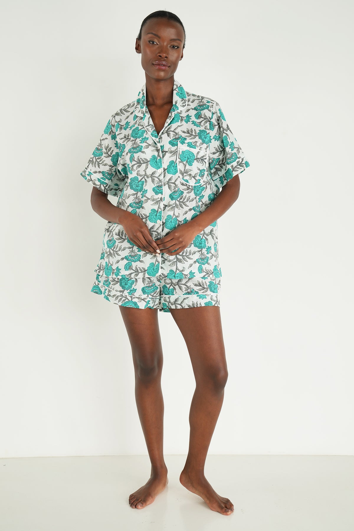 White/Sage Shorts Set PJs