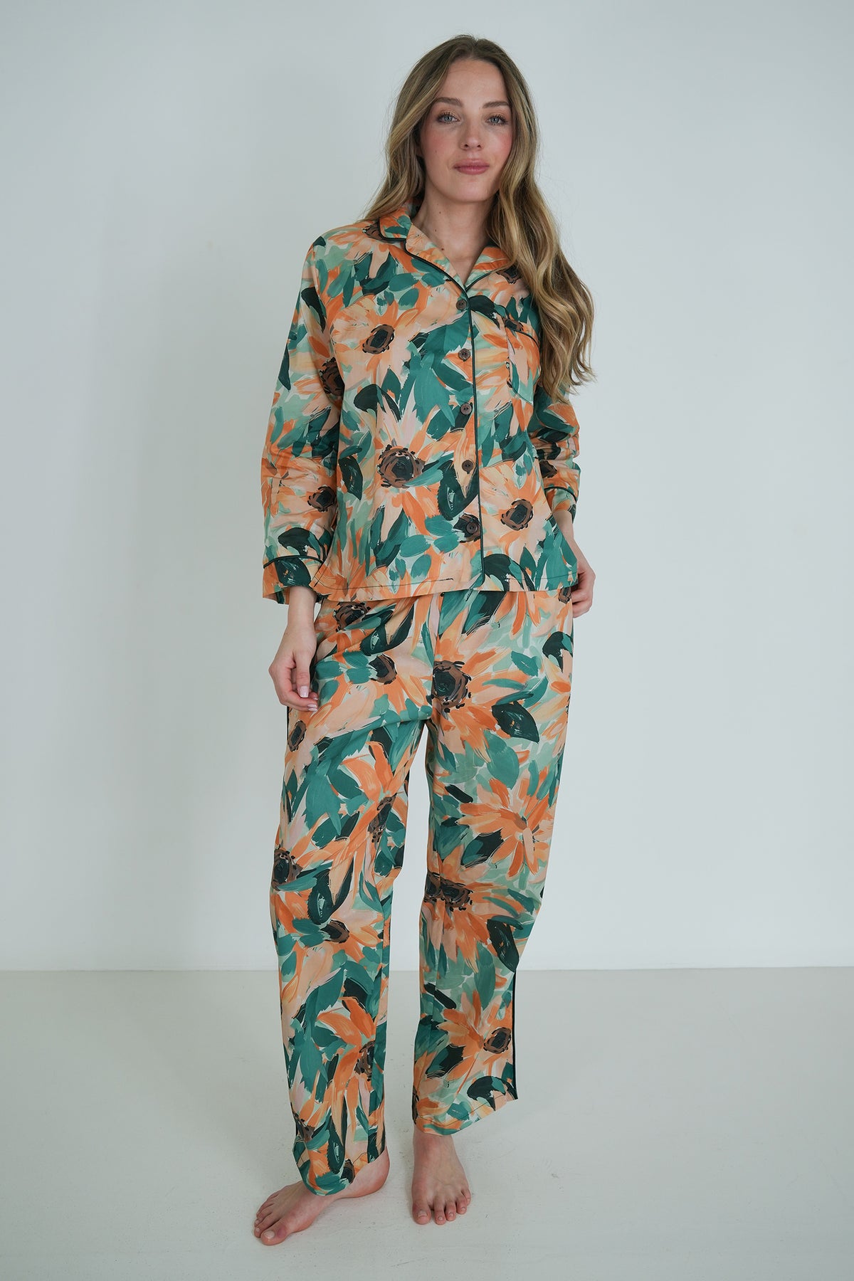 Teal Floral Long Set PJ
