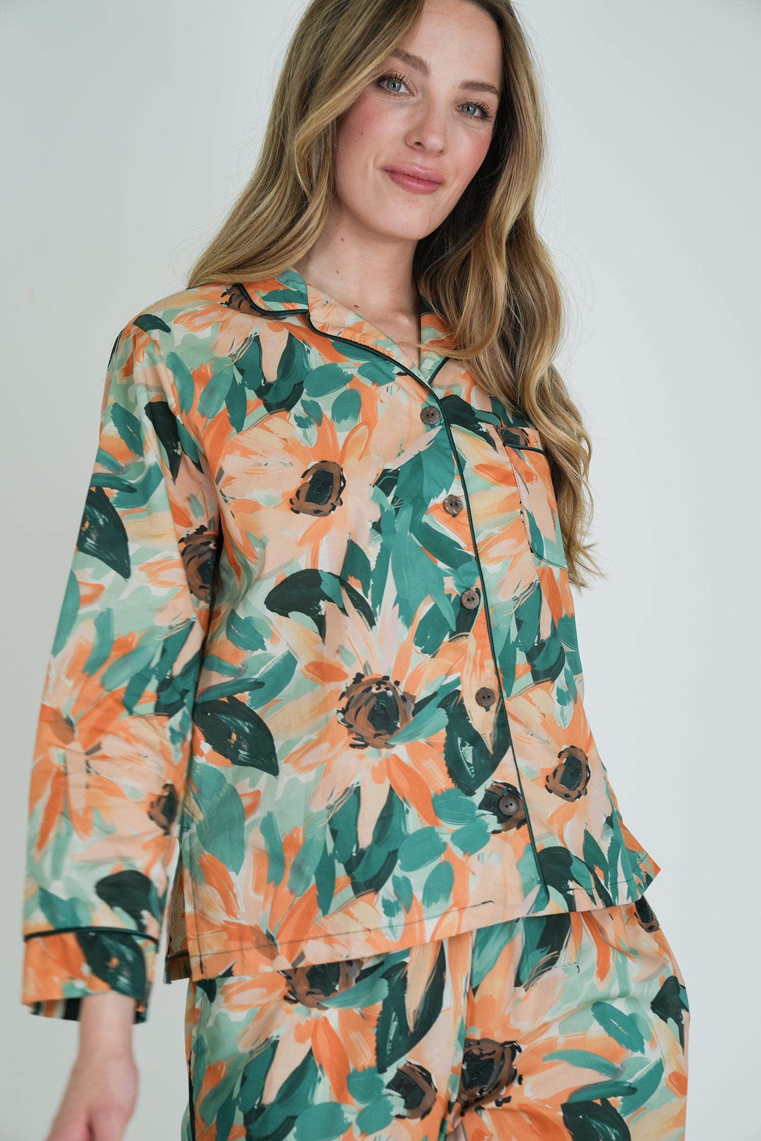 Teal Floral Long Set PJ