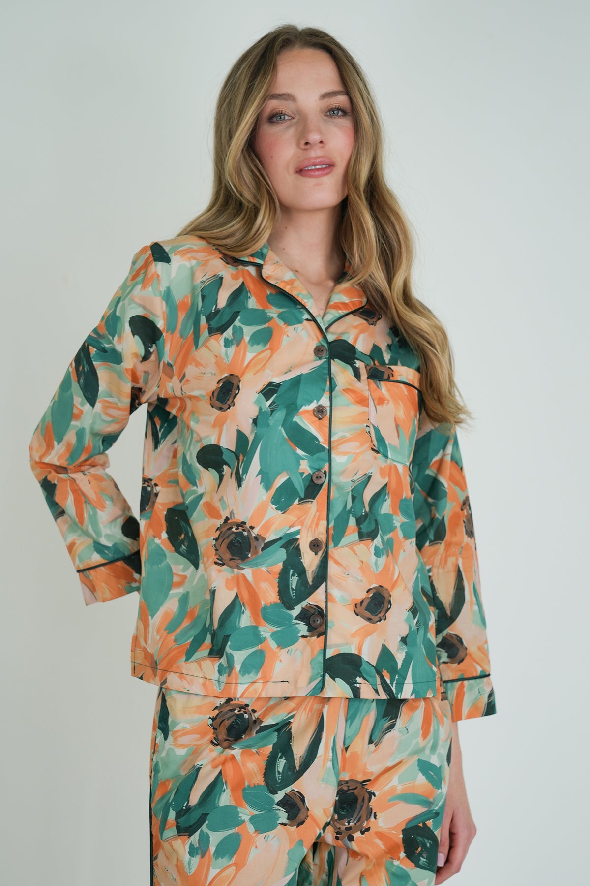Teal Floral Long Set PJ