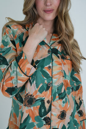 Teal Floral Long Set PJ