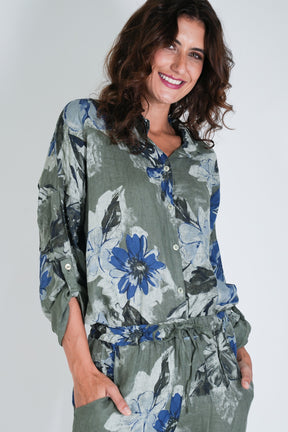 Olive Delphine Linen Shirt
