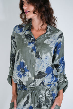 Olive Delphine Linen Shirt