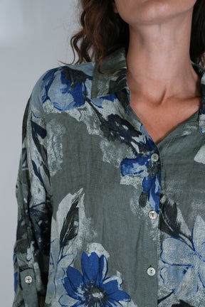 Olive Delphine Linen Shirt