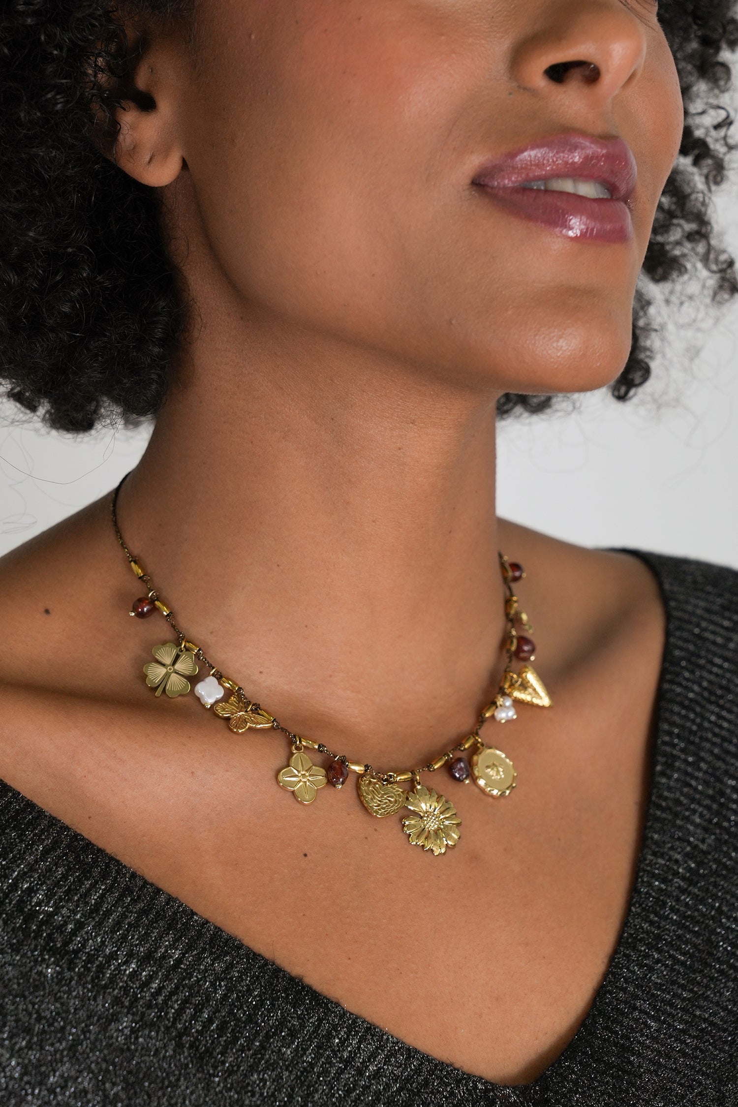 Rust Daisy Charm Necklace, necklace from Something Pretty, alternative view