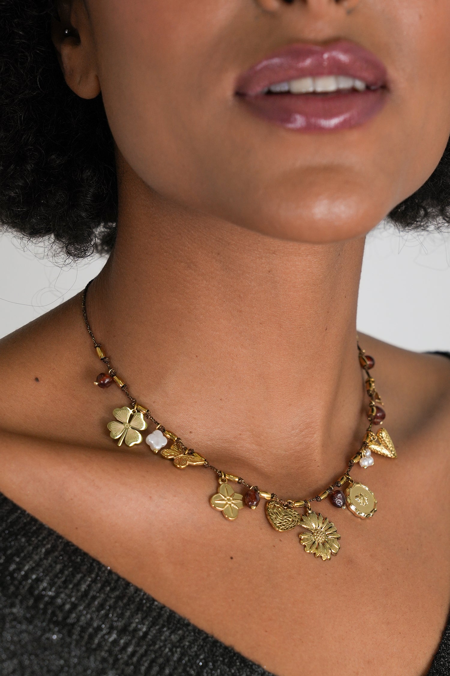 Rust Daisy Charm Necklace, necklace from Something Pretty, alternative view