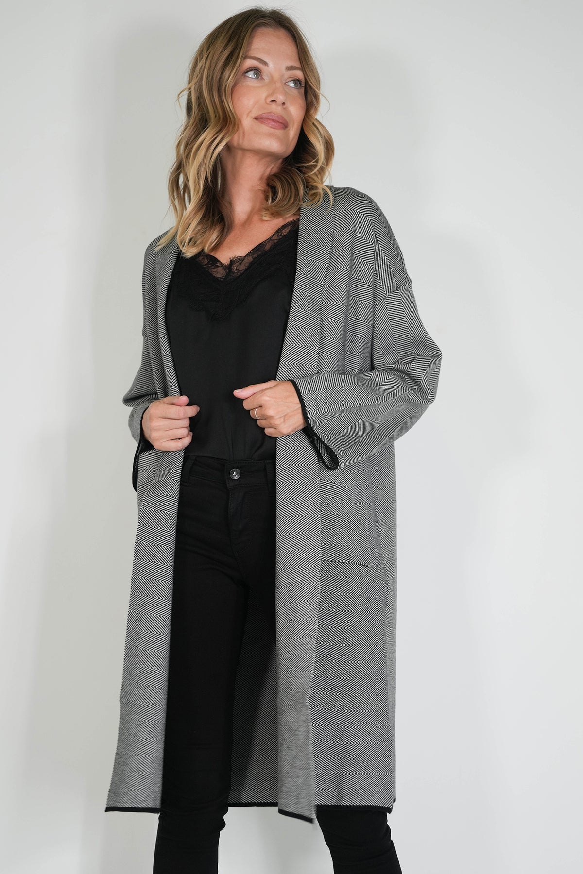 Black Taylor Longer Length Cardigan