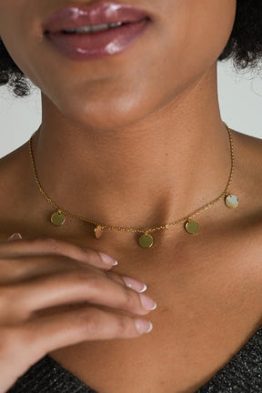 Gold Disc Charm Necklace