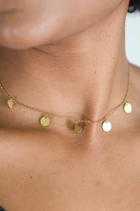 Gold Disc Charm Necklace
