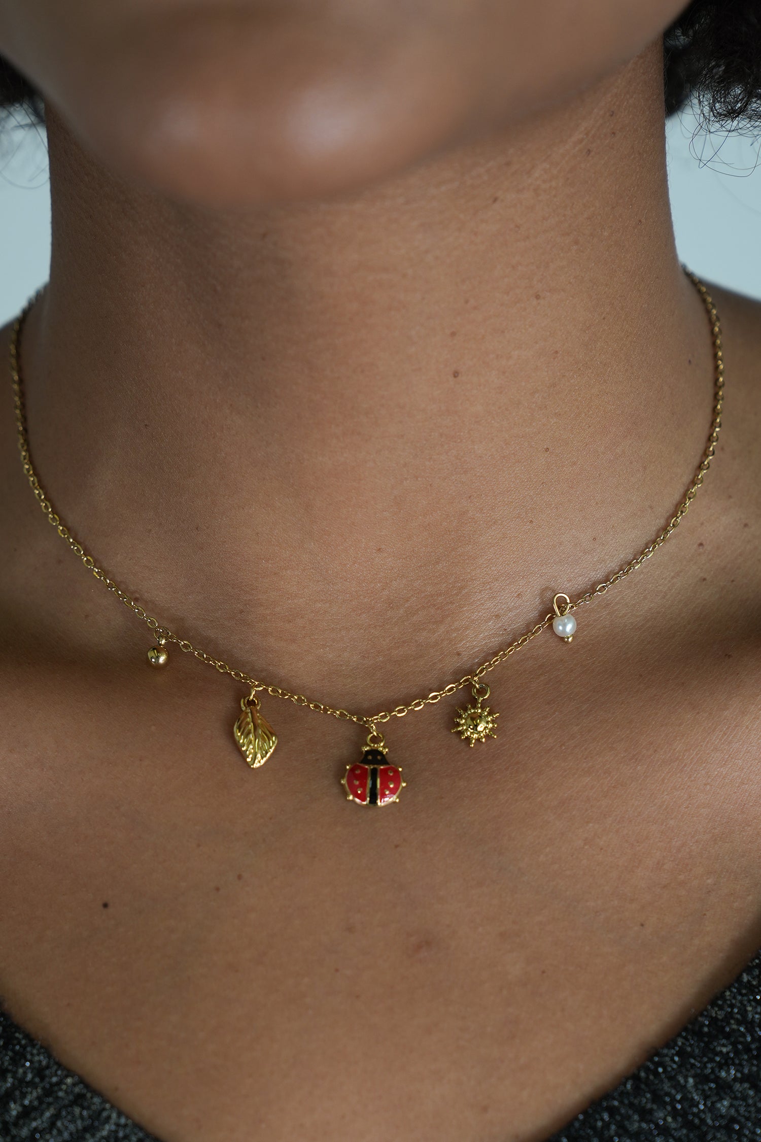 Ladybug and Pearl Necklace, necklace from Something Pretty, alternative view