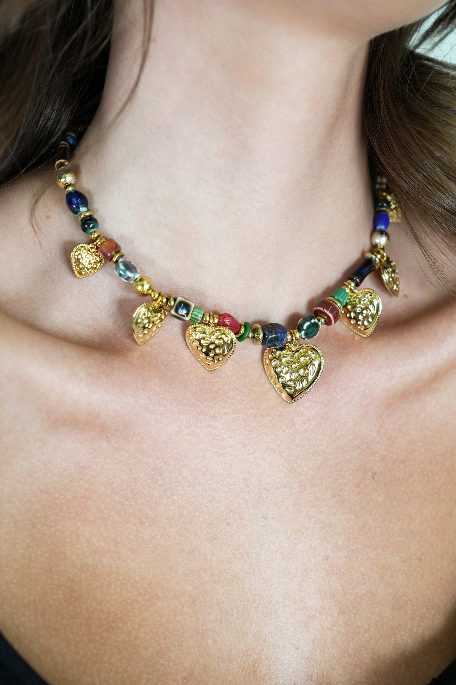 Colourful Heart Necklace, necklace from Something Pretty, alternative view