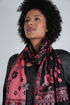 Black and Red Floral Winter Scarf