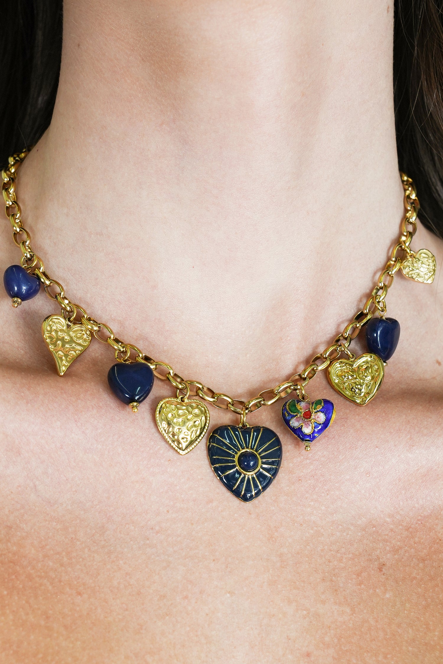 Navy Heart Charm Necklace, necklace from Something Pretty, alternative view