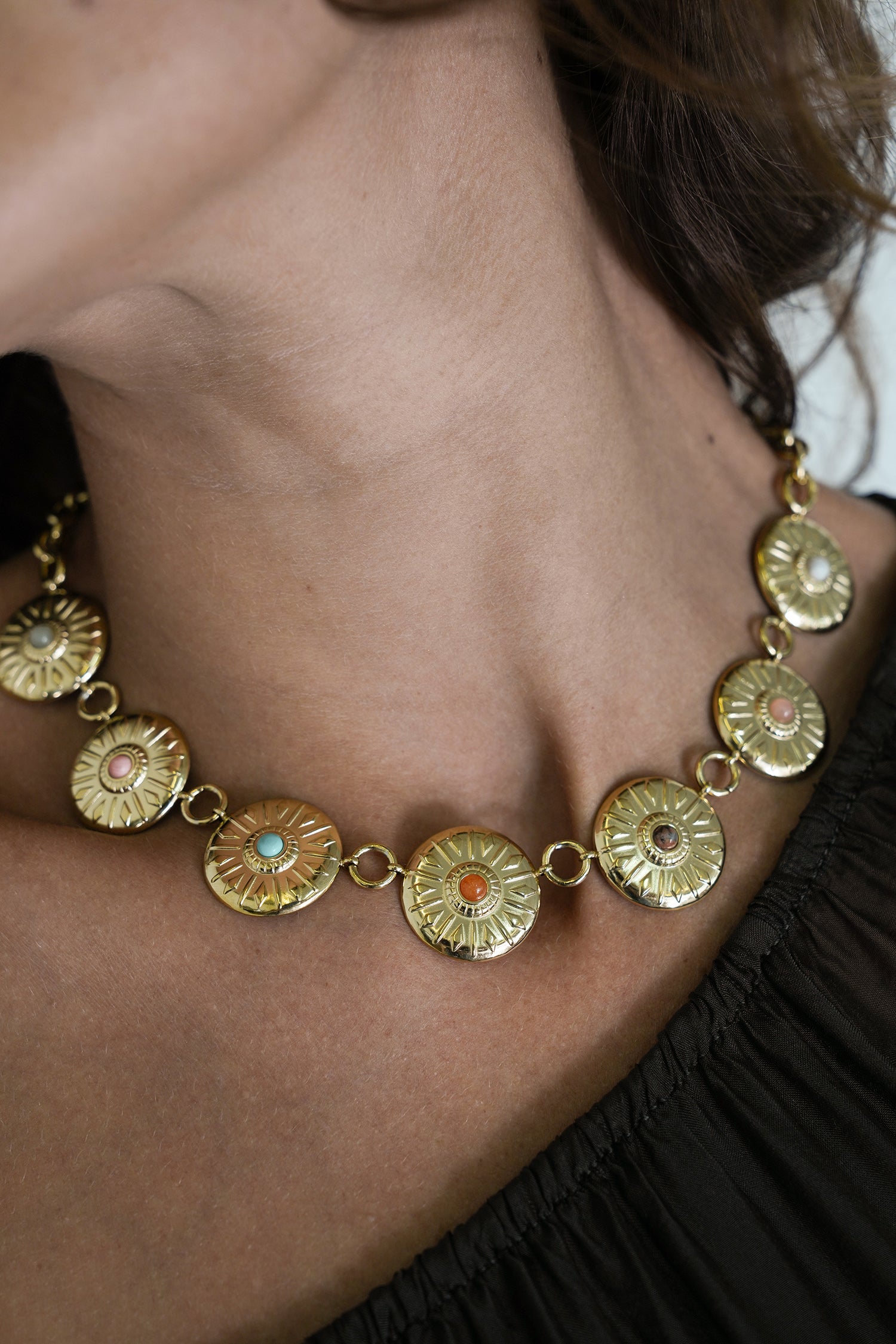 Colourful Disc Charm Necklace, necklace from Something Pretty, alternative view