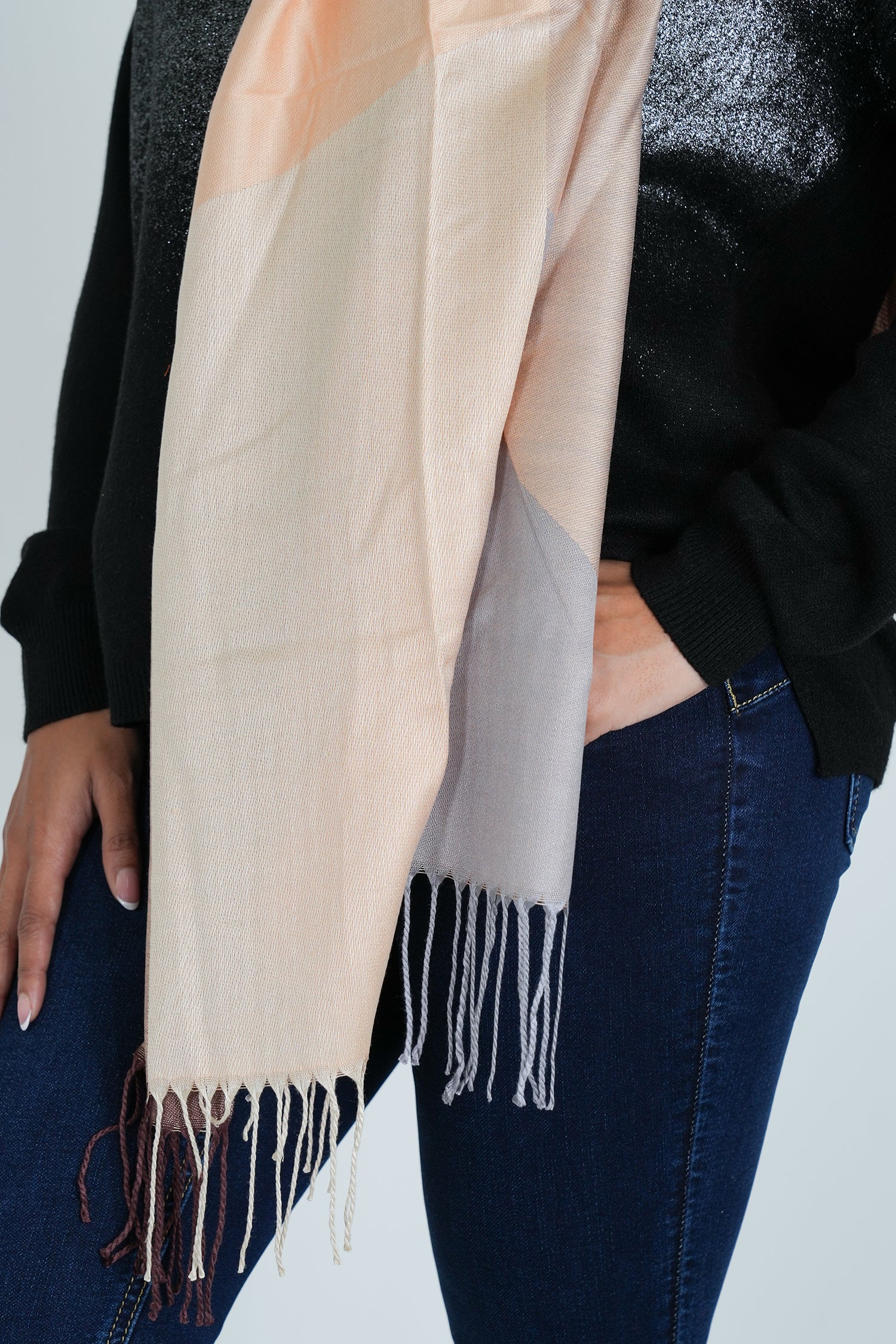 Grey and Cream Geometric Scarf, scarf from Something Pretty, alternative view