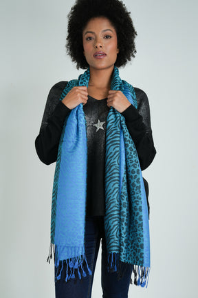 Turquoise Leopard Linda Scarf