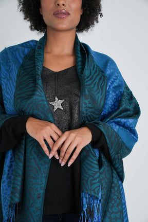 Teal Leopard Linda Scarf