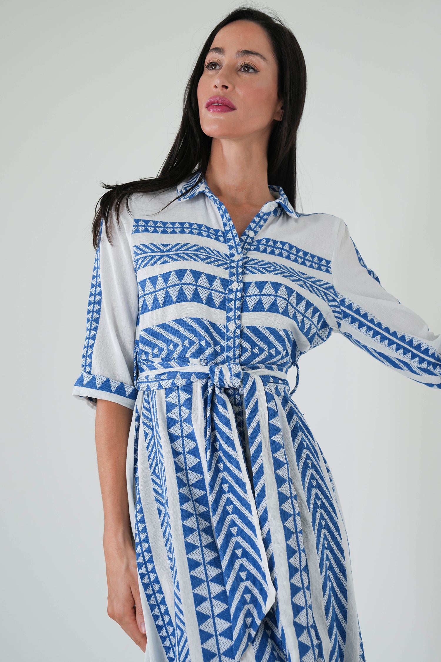 Blue Aztec Shirt Dress