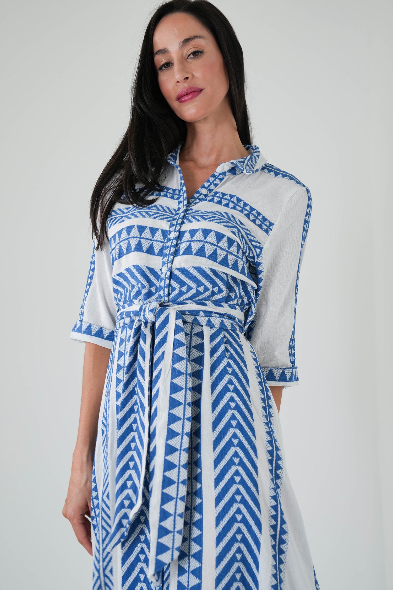 Blue Aztec Shirt Dress