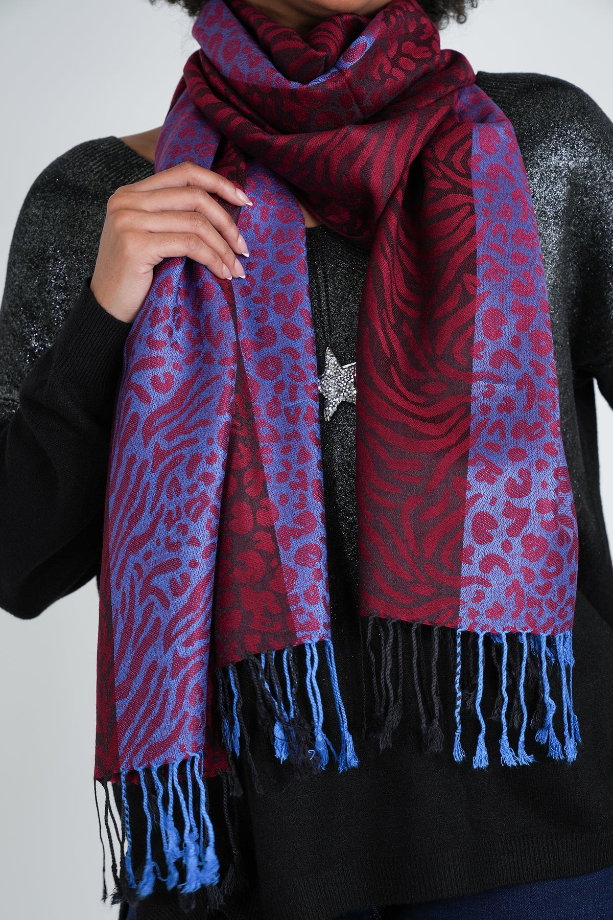 Burgundy Leopard Linda Scarf