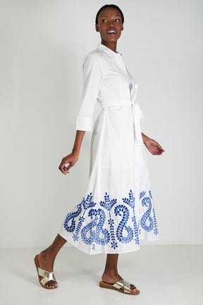 White/Cobalt Azra Dress