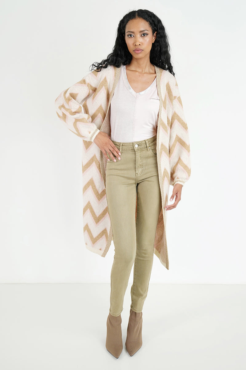 Beige Gina Cosy Longer Length Cardigan