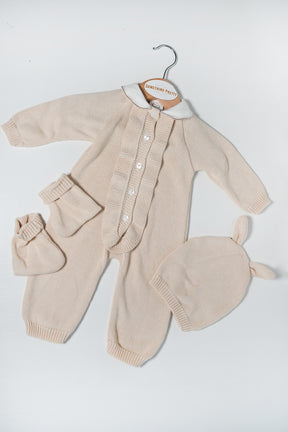 Beige Ruffle Knit Set