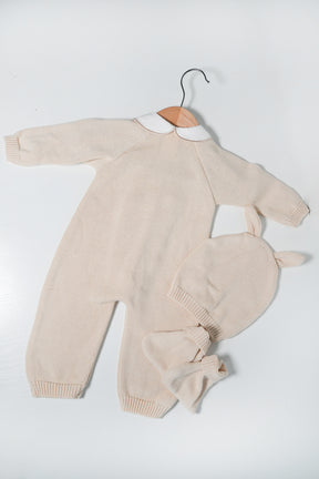 Beige Ruffle Knit Set