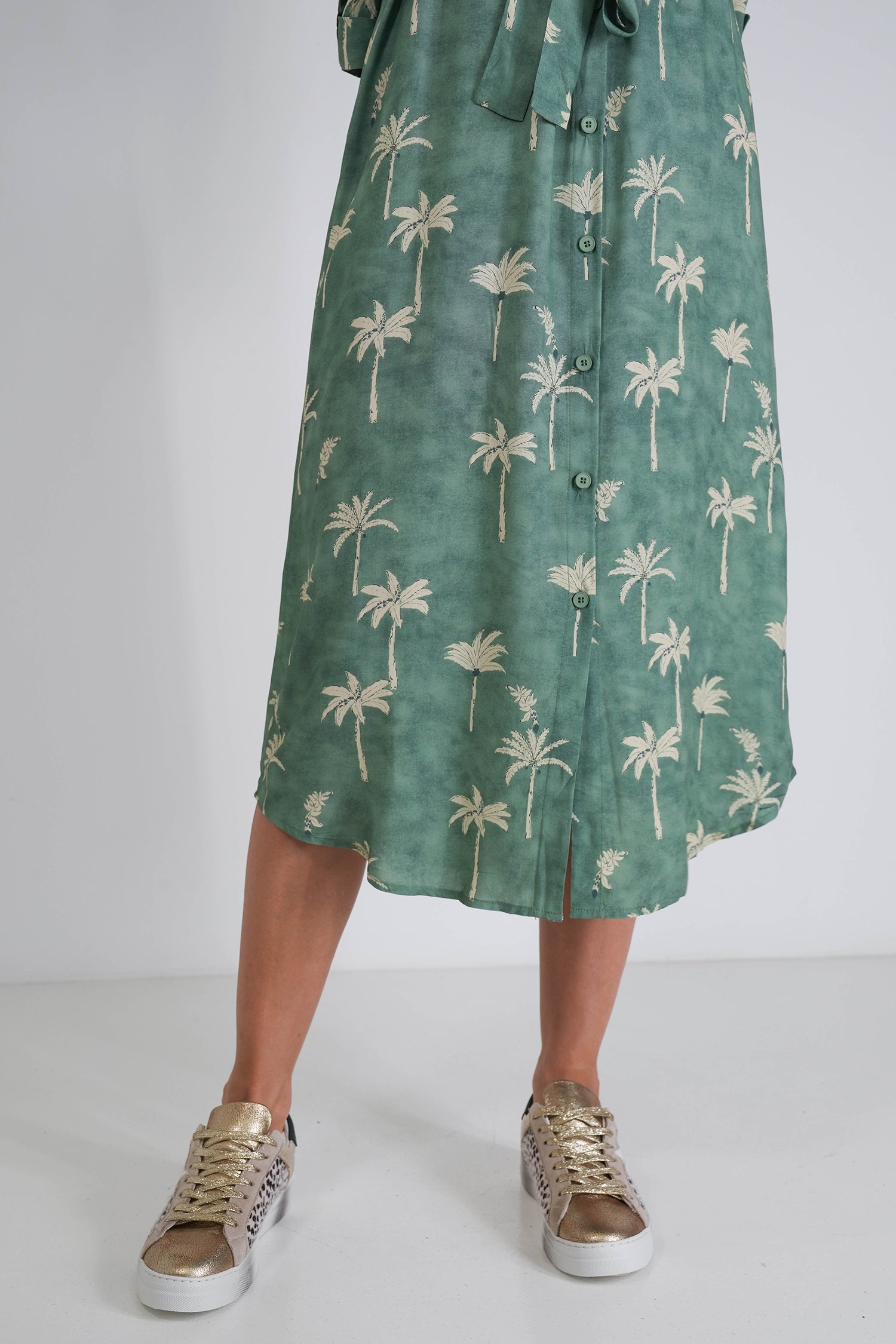 Sage Palm Shirt Dress