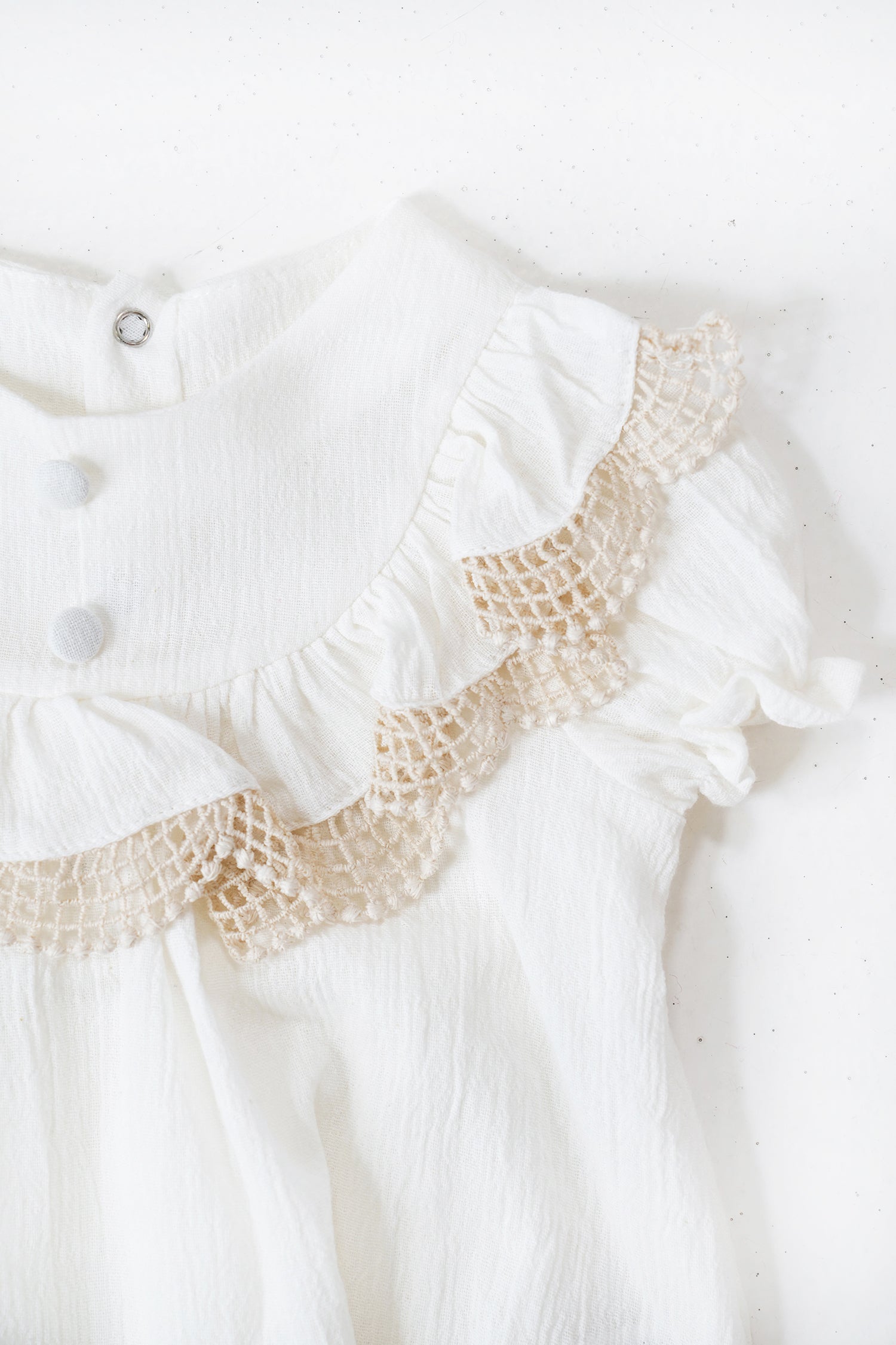 Cream Sally Set close-up of frill collar and trim detail