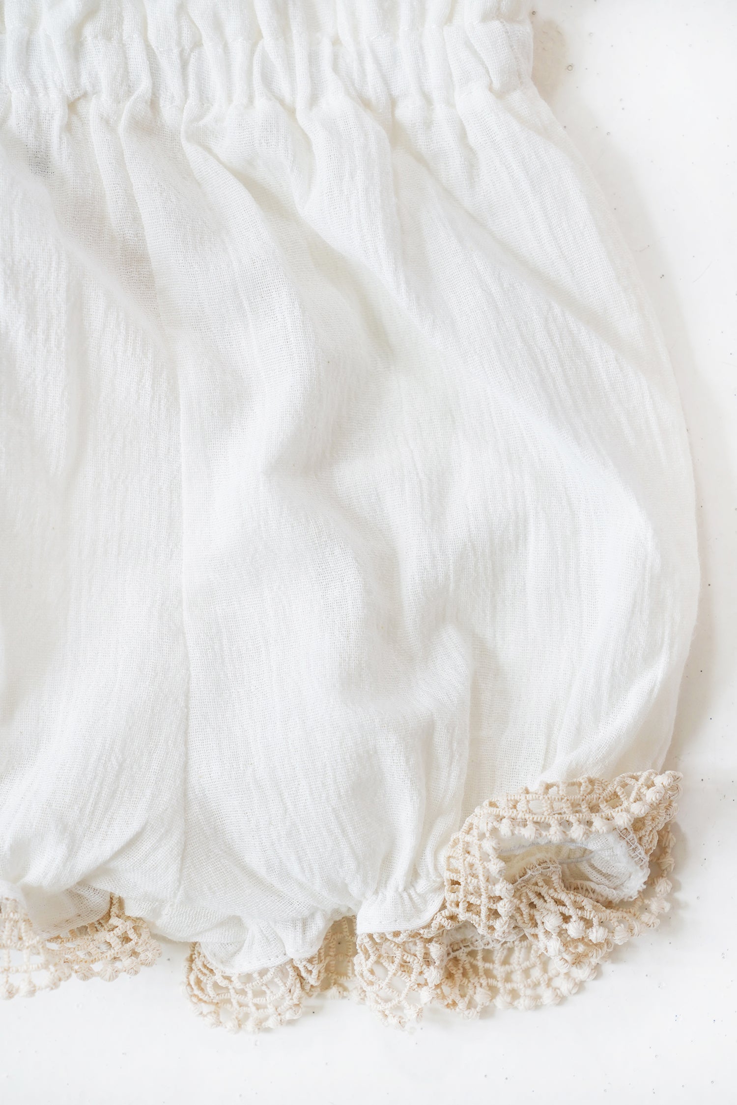 Cream Sally Set bloomers close-up with ruffle hem detail