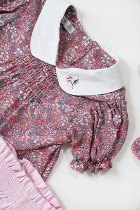 Mila Shorts Set close-up of soft pink shorts fabric and waistband detail