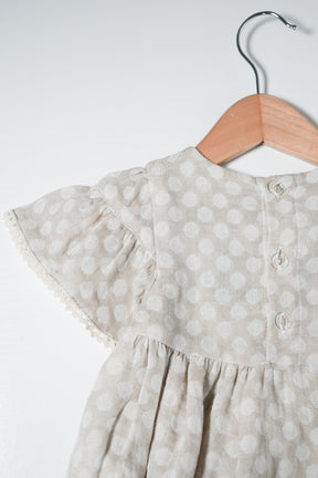 Beige Dotty Floral Romper