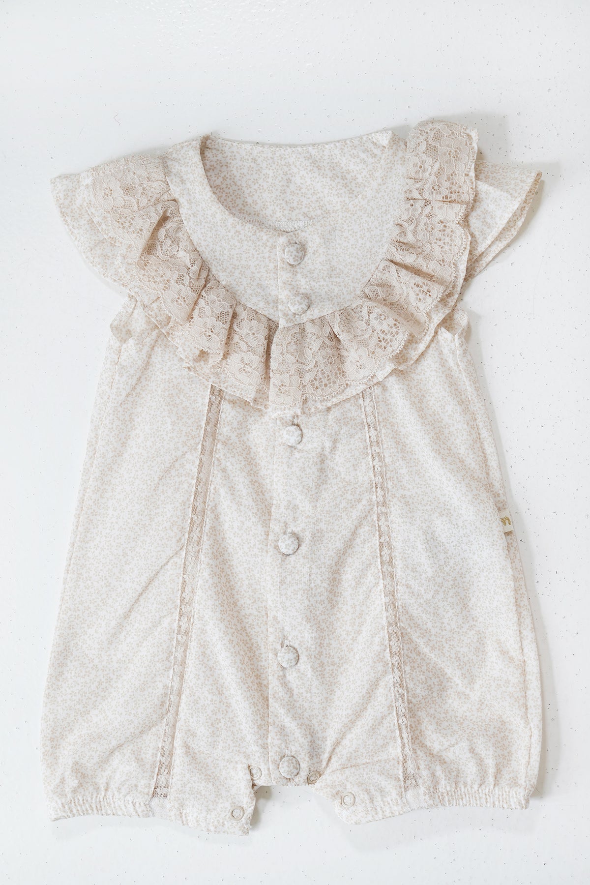 Beige Polly Button Romper