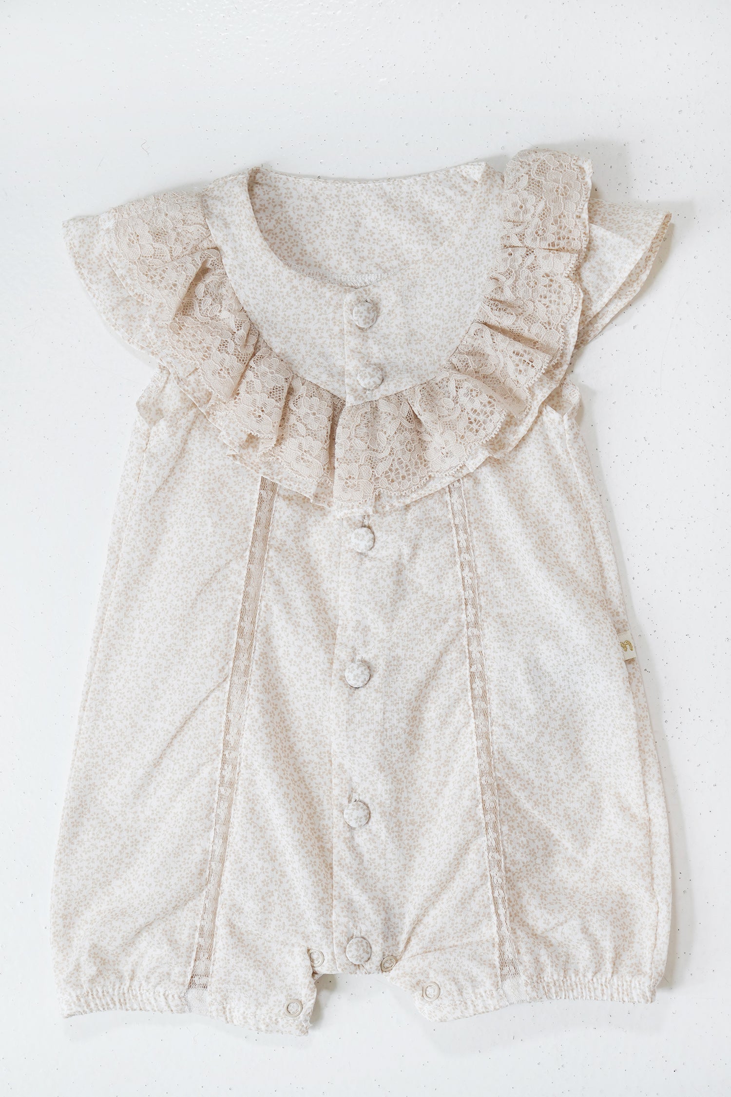 Beige Polly Button Romper