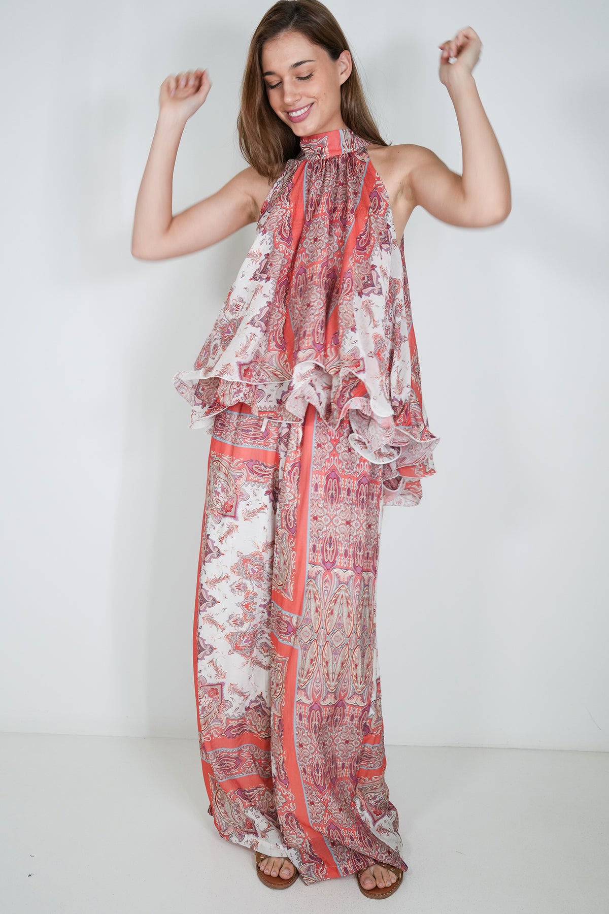 Coral Paisley Halter Top