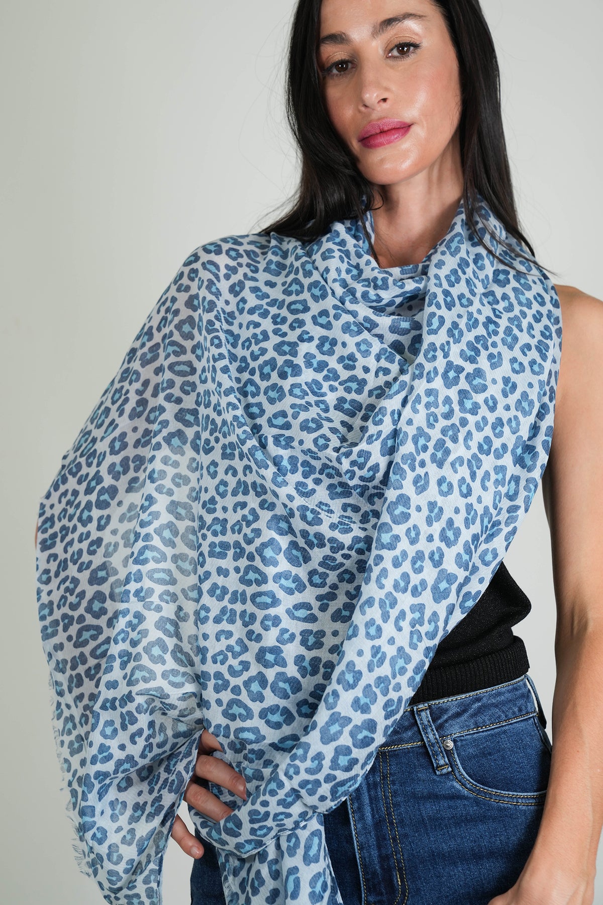 Blue Animal Print Scarf