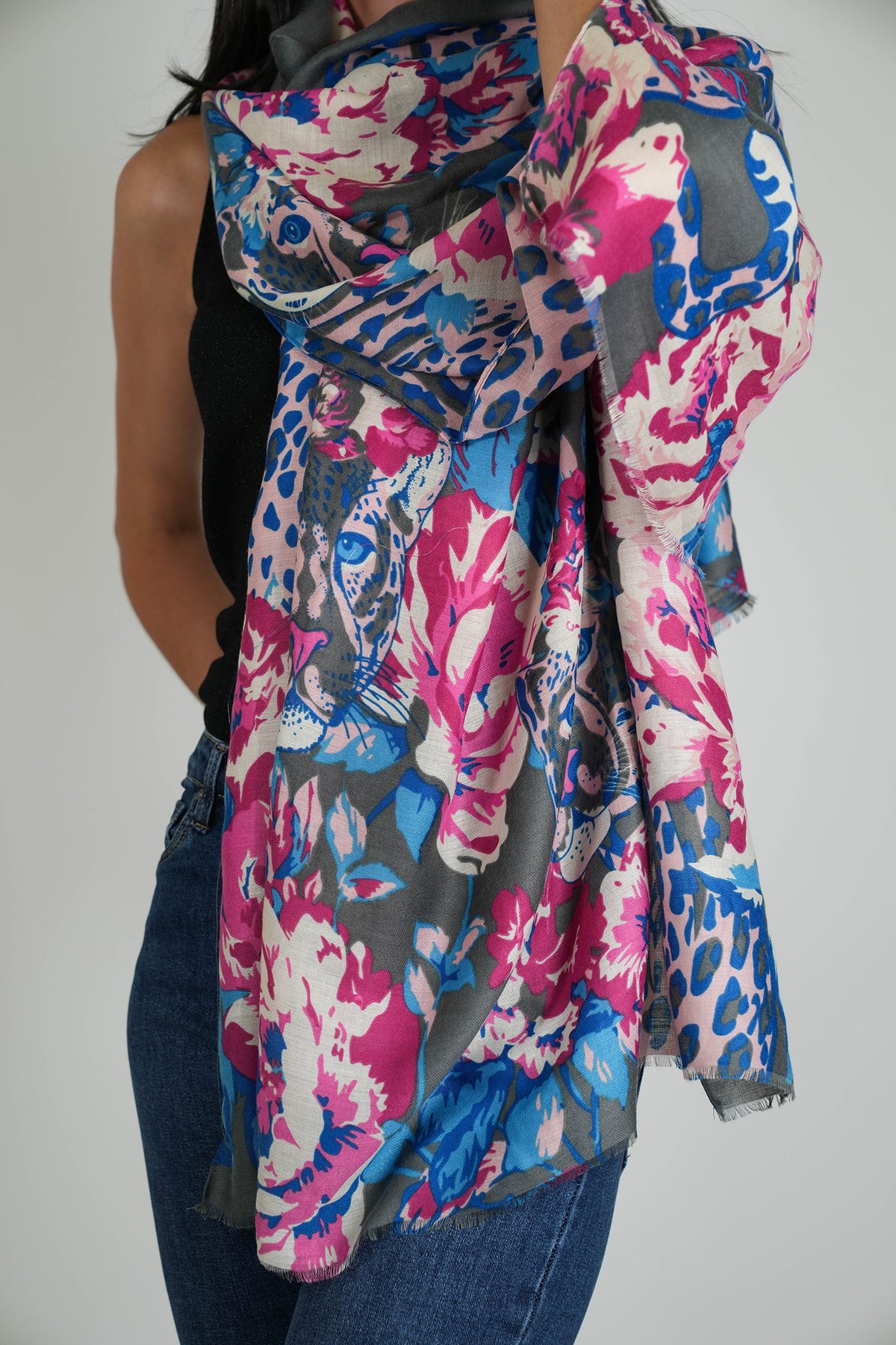 Charcoal Tropical Scarf