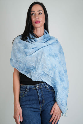 Blue Embroidered scarf