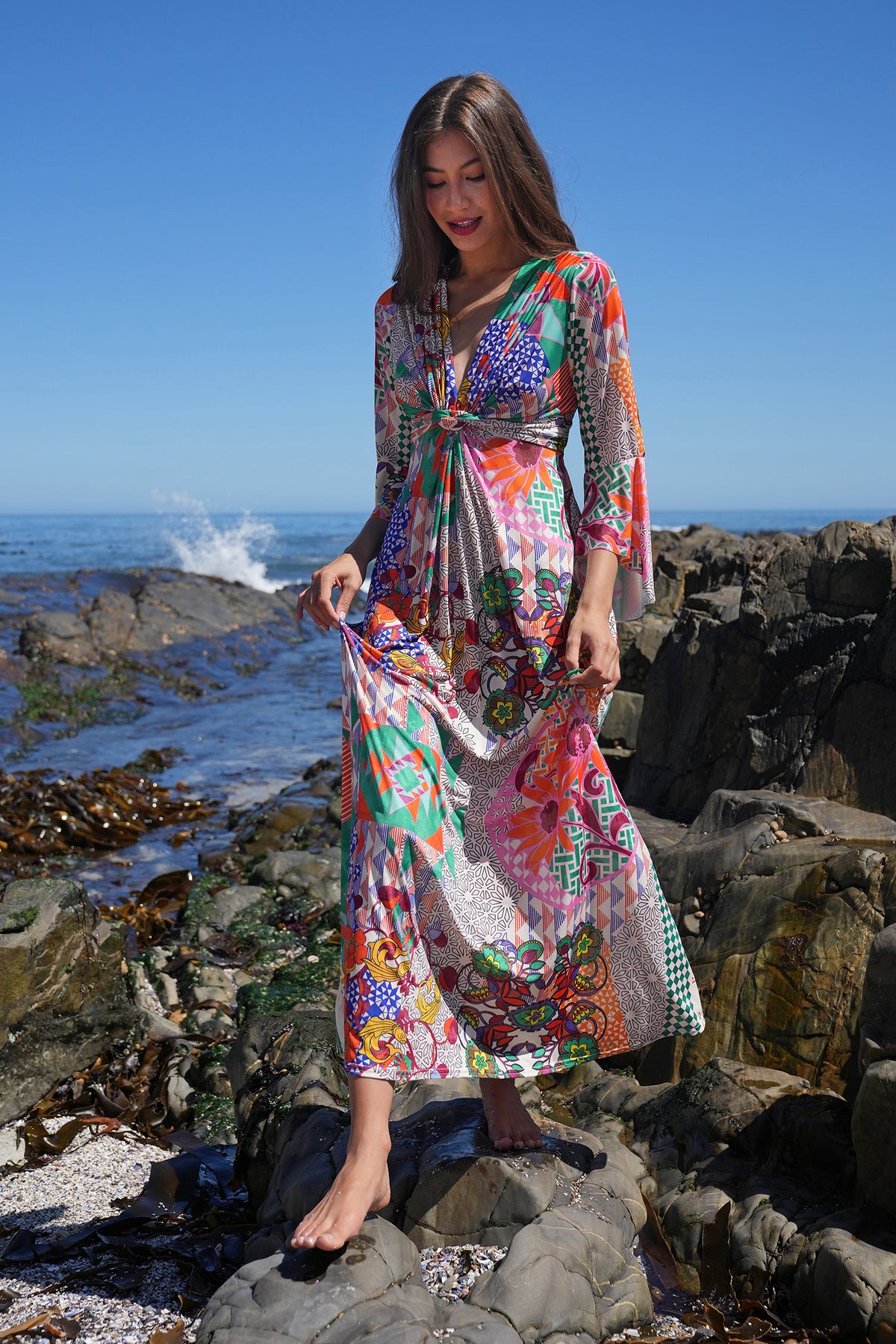 Resort Knot Dress With Sleeves