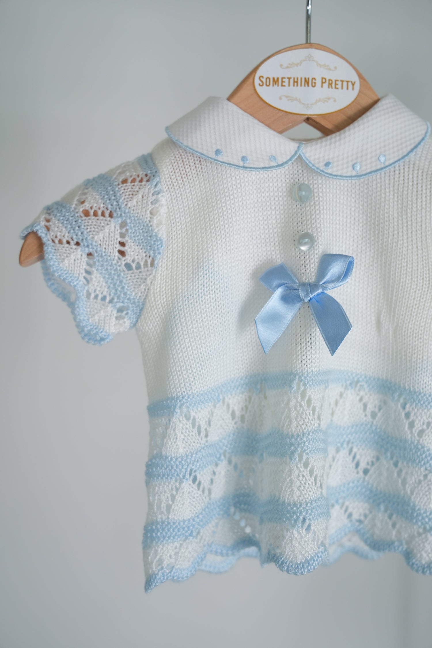 Blue and White Summer Knit Set, girls knit set from Something Pretty, alternative view
