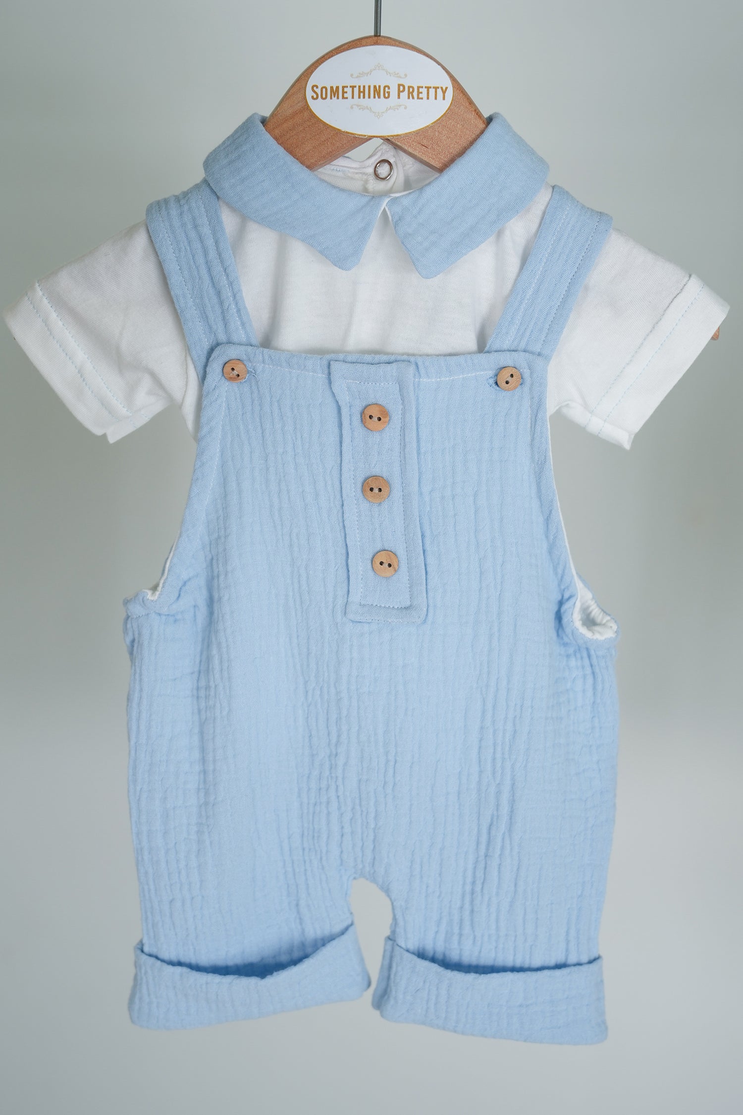 Blue Dungaree Romper Set